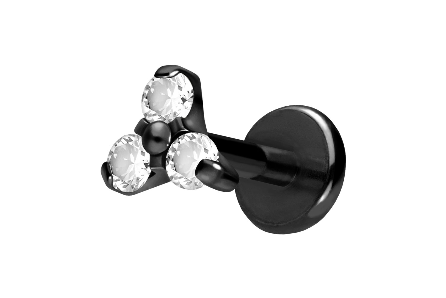 Titan Labret Piercing mit Push Fit KRISTALLBLUME